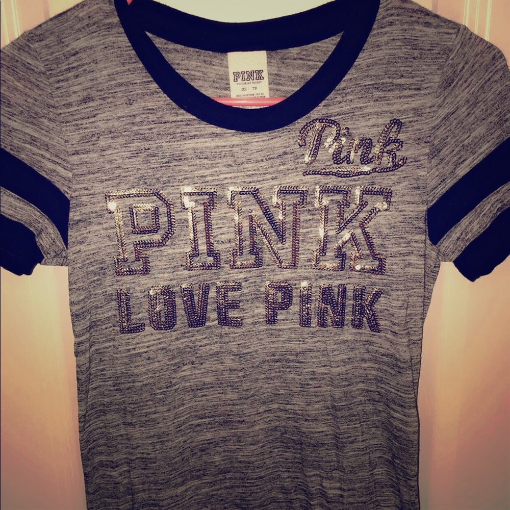 Pink sequin tee